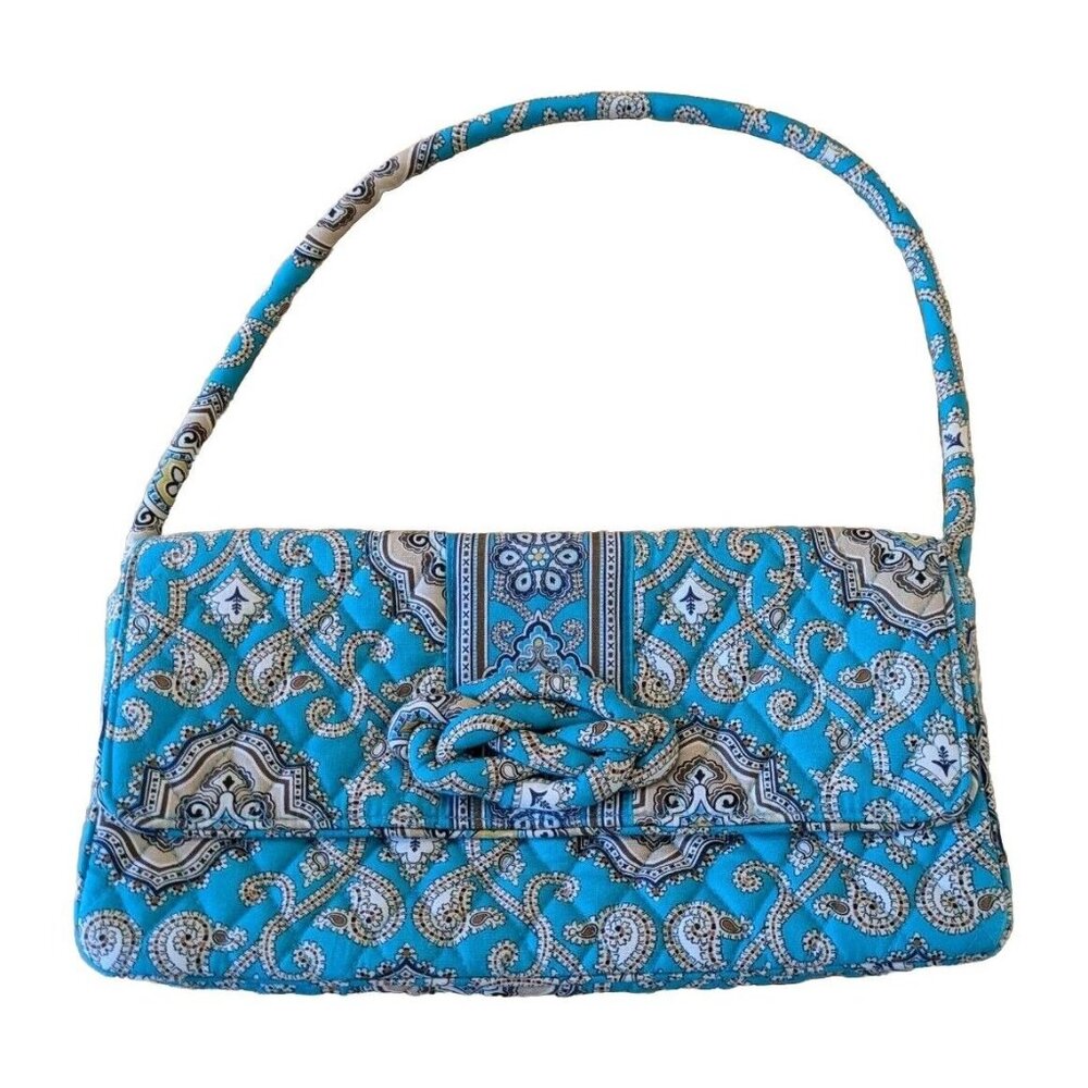 Vera Bradley Purse Totally Turquoise Knot Just A Clutch Cottagecore Boho‎